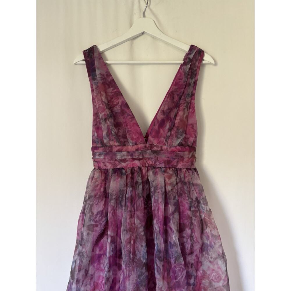 Lulus Dress Small Gown Aline Maxi Long Pink Floral Vneck Sleeveless New - Picture 3 of 13
